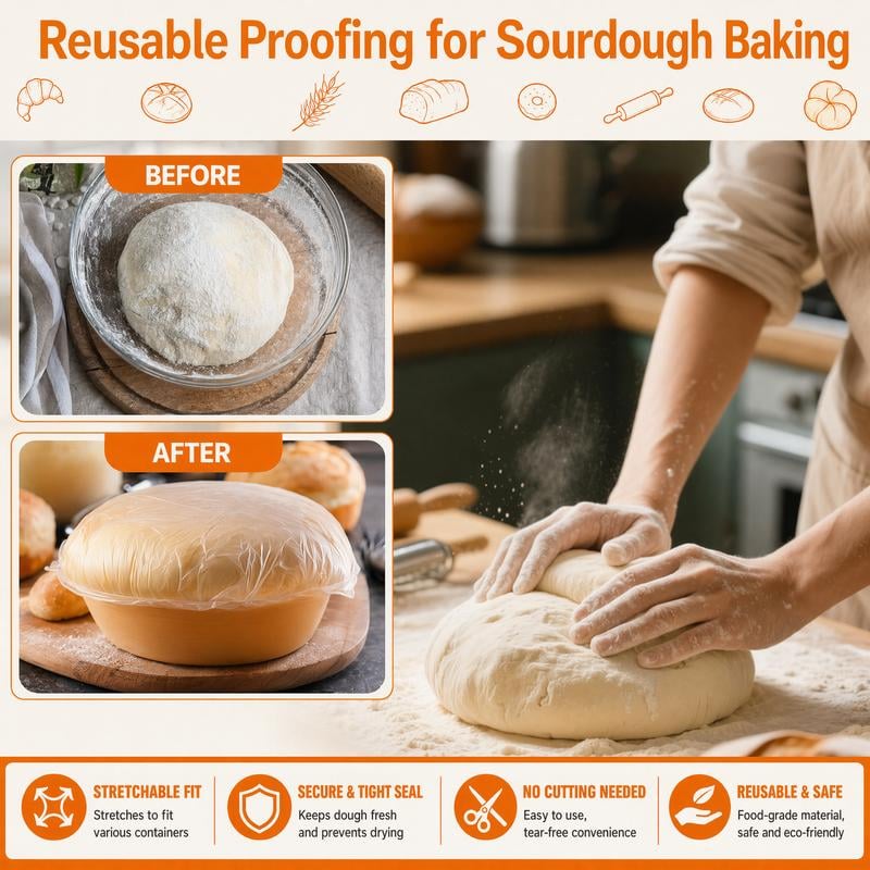 100Pcs Medium Reusable Elastic Plastic Bowl Covers - Kitchen Bread Proofing,