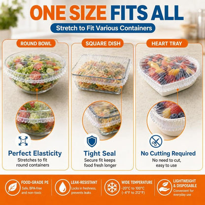 100Pcs Medium Reusable Elastic Plastic Bowl Covers - Kitchen Bread Proofing,