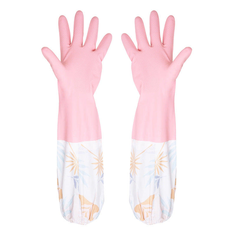 Long pink gloves with floral sleeves