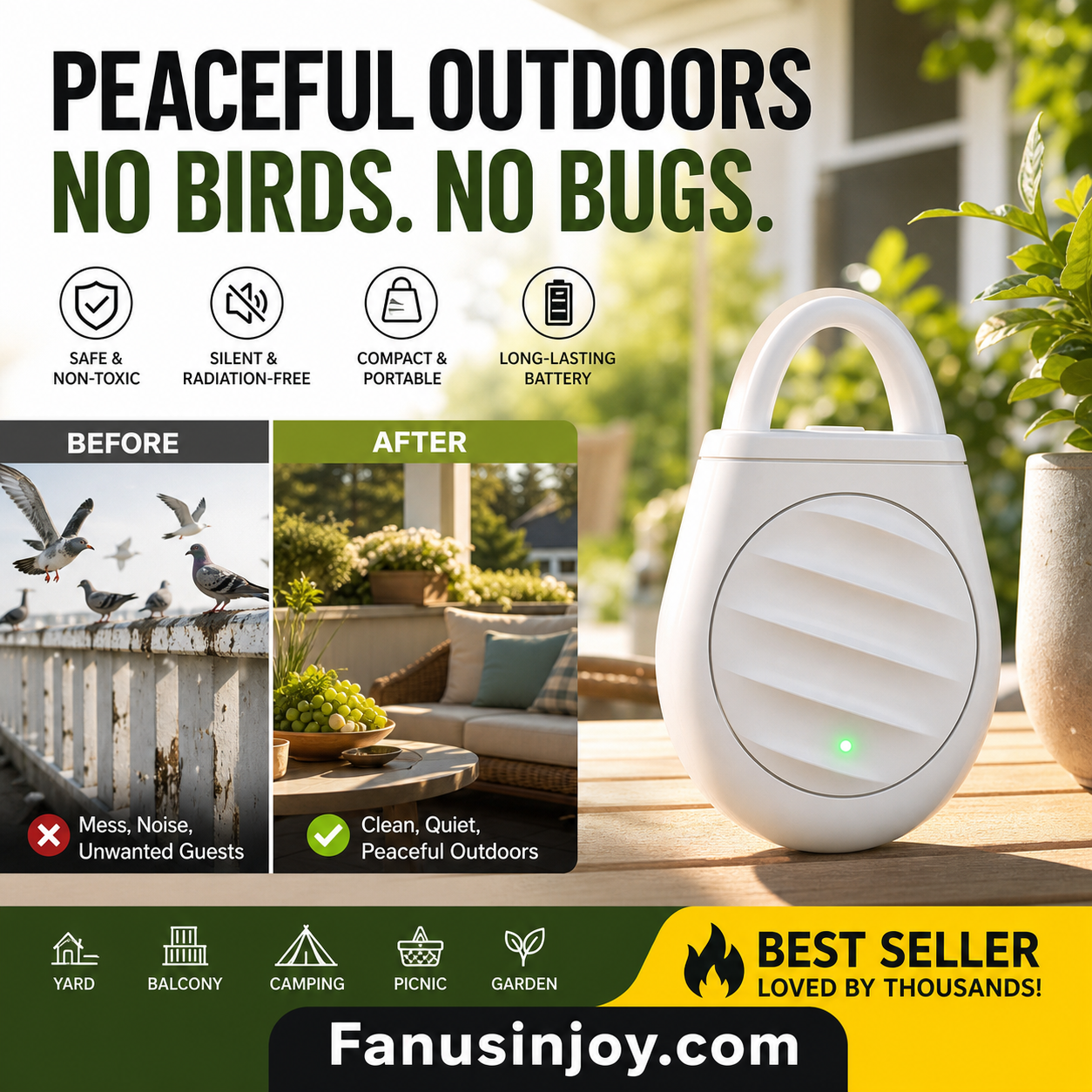 🔥Limited time offer Buy 3 get 3 free！🐦No more trouble from birds, beasts and locusts！Portable Ultrasonic Bird Repellent Keychain